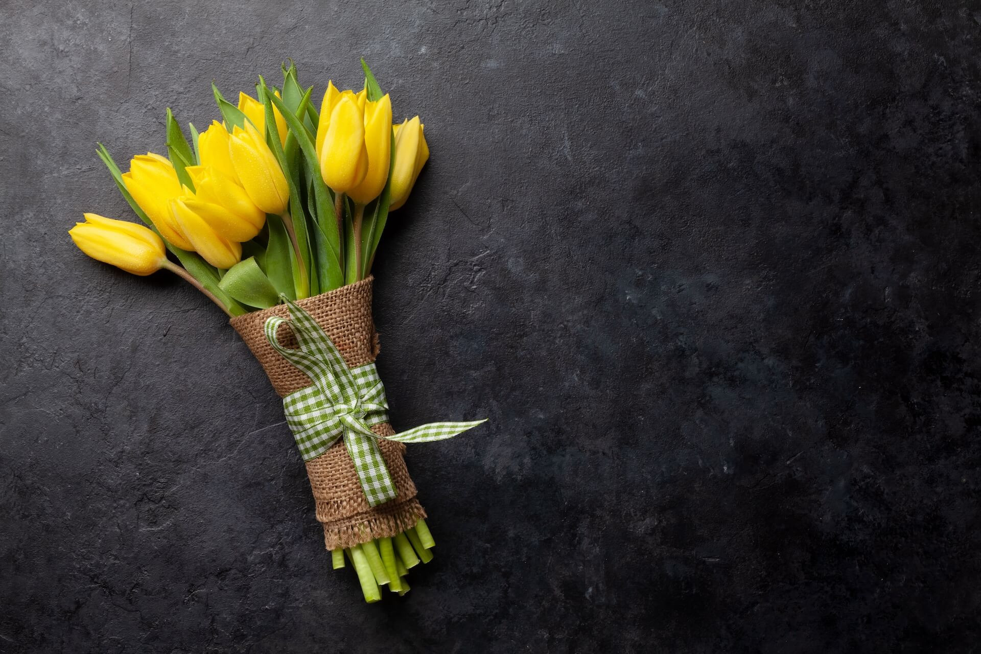 Yellow tulip flowers bouquet